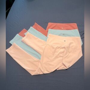 Yogalicious Light Pink, Light Blue, and Dusty Rose Capri Leggings, XS